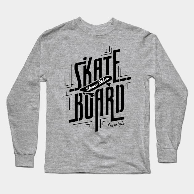 Skate Board freestyle Long Sleeve T-Shirt by timegraf